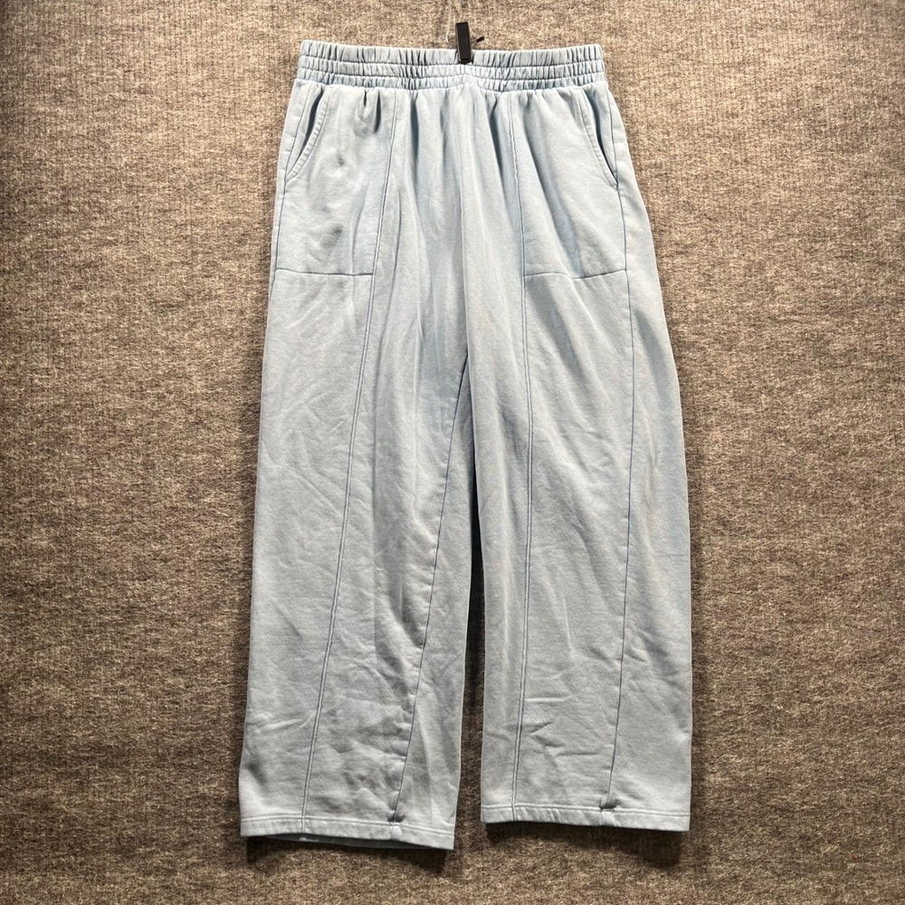 Yogalicious Wash Baby Fleece Off Coast Pant Blue Wide Leg Sweatpants Large 6446